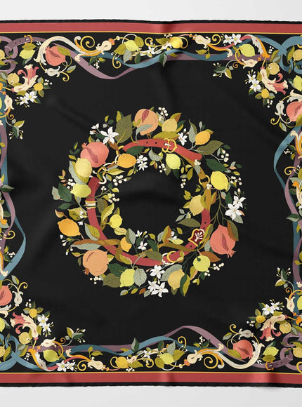 Elizabetta Anthea Silk Foulard in Black