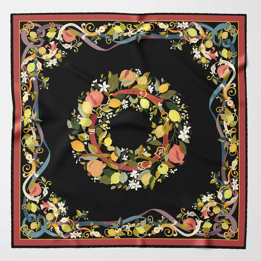 Elizabetta Anthea Silk Foulard in Black