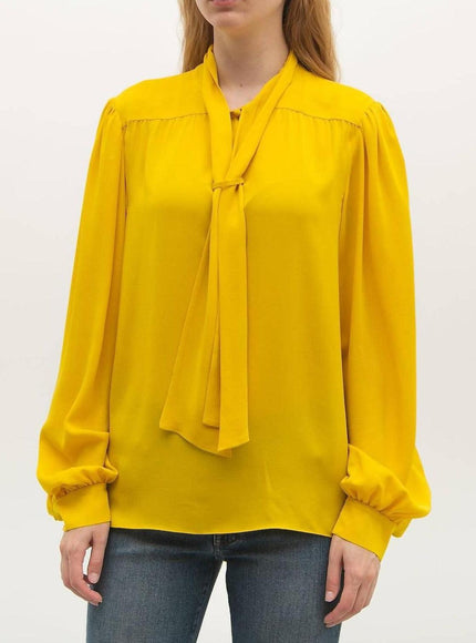 Maison Margiela Pussy-bow Blouse In Yellow - Ellie Belle