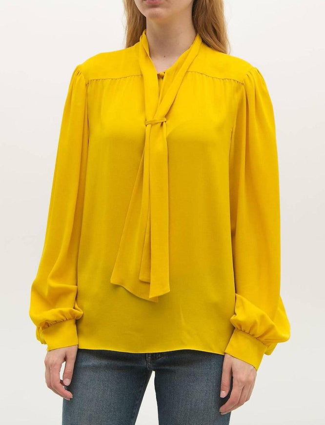 Maison Margiela Pussy-bow Blouse In Yellow - Ellie Belle