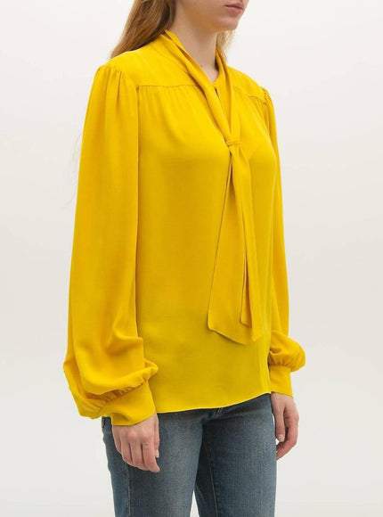 Maison Margiela Pussy-bow Blouse In Yellow - Ellie Belle