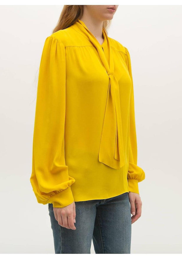 Maison Margiela Pussy-bow Blouse In Yellow - Ellie Belle