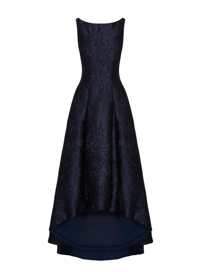 Anne Barge Marcel Jacquard High-Low Evening Gown