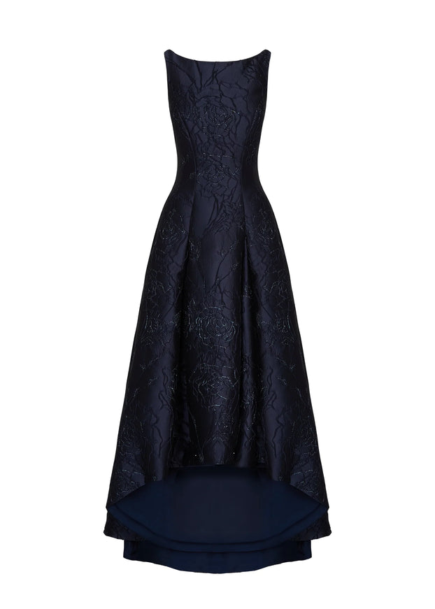 Anne Barge Marcel Jacquard High-Low Evening Gown