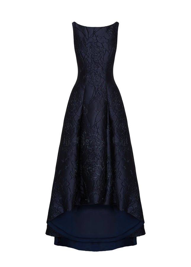 Anne Barge Marcel Jacquard High-Low Evening Gown