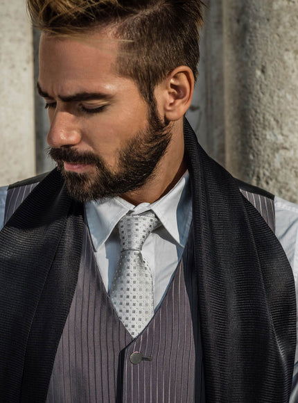 Elizabetta Barbera Silk Jacquard Tie - Silver