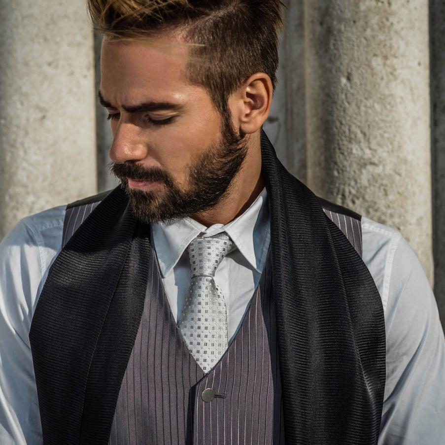 Elizabetta Barbera Silk Jacquard Tie - Silver