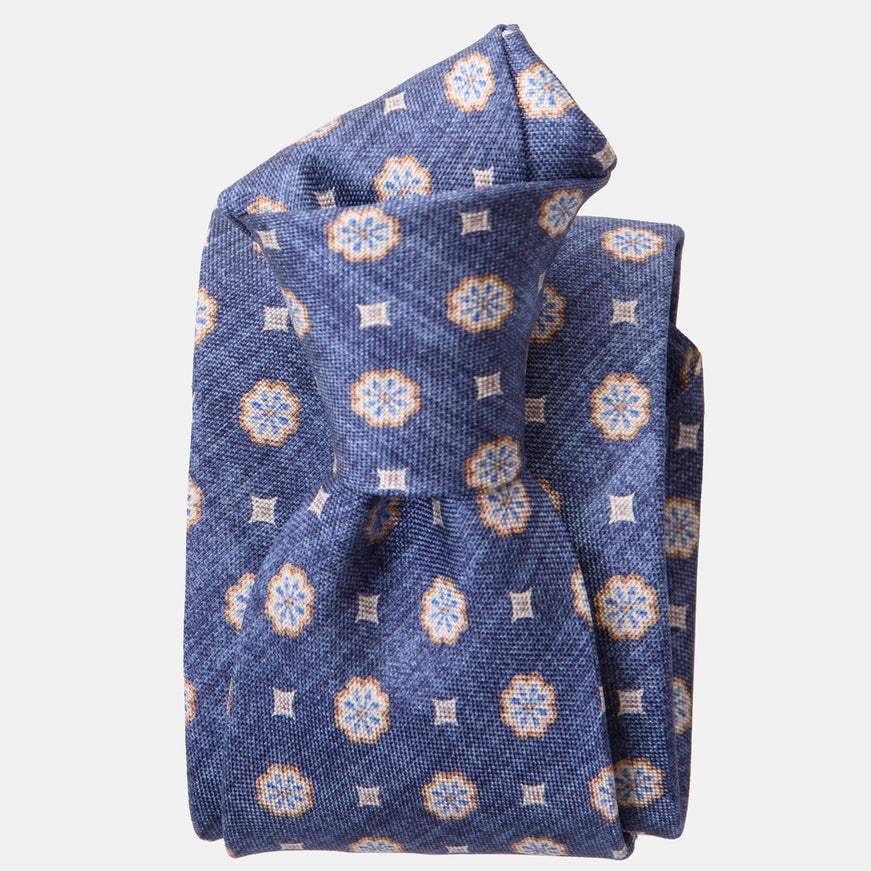 Elizabetta Antinori Printed Silk Tie - Blue