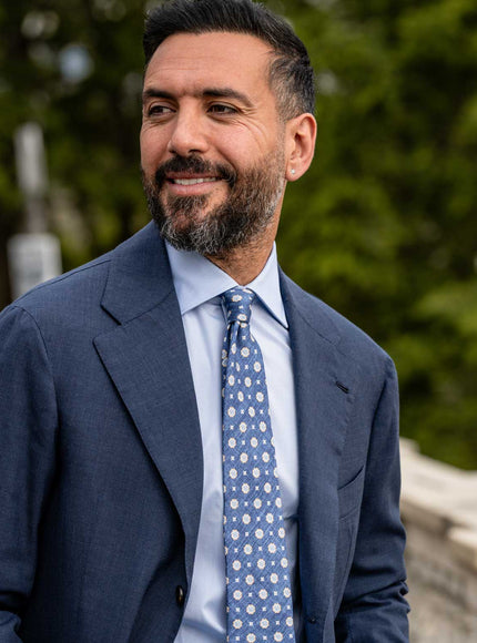 Elizabetta Antinori Printed Silk Tie - Blue