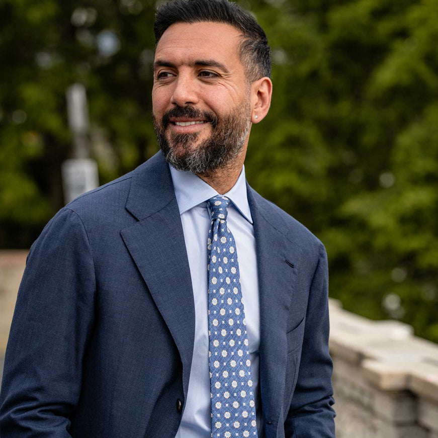 Elizabetta Antinori Printed Silk Tie - Blue