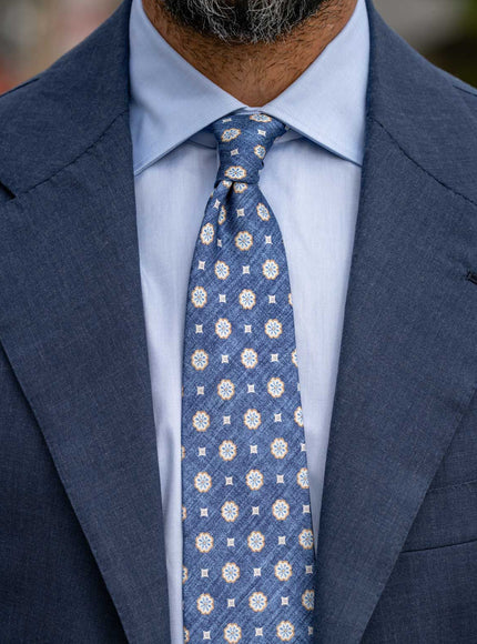 Elizabetta Antinori Printed Silk Tie - Blue