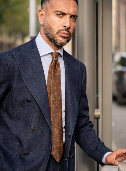 Elizabetta Borromeo Printed Madder Silk Tie - Pecan Brown