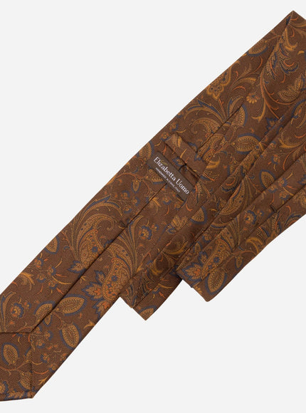 Elizabetta Borromeo Printed Madder Silk Tie - Pecan Brown