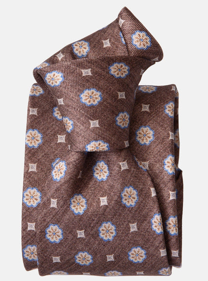 Elizabetta Antinori Printed Silk Tie - Brown