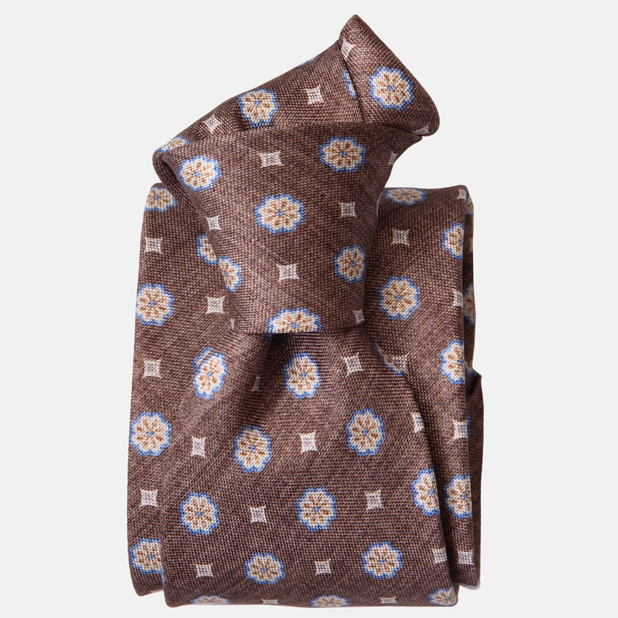Elizabetta Antinori Printed Silk Tie - Brown