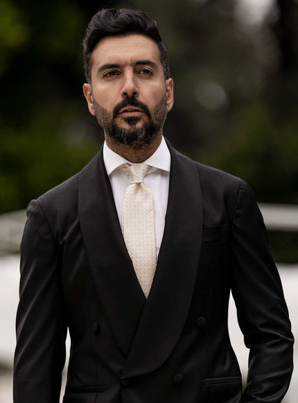 Elizabetta Barbera Silk Jacquard Tie in Champagne