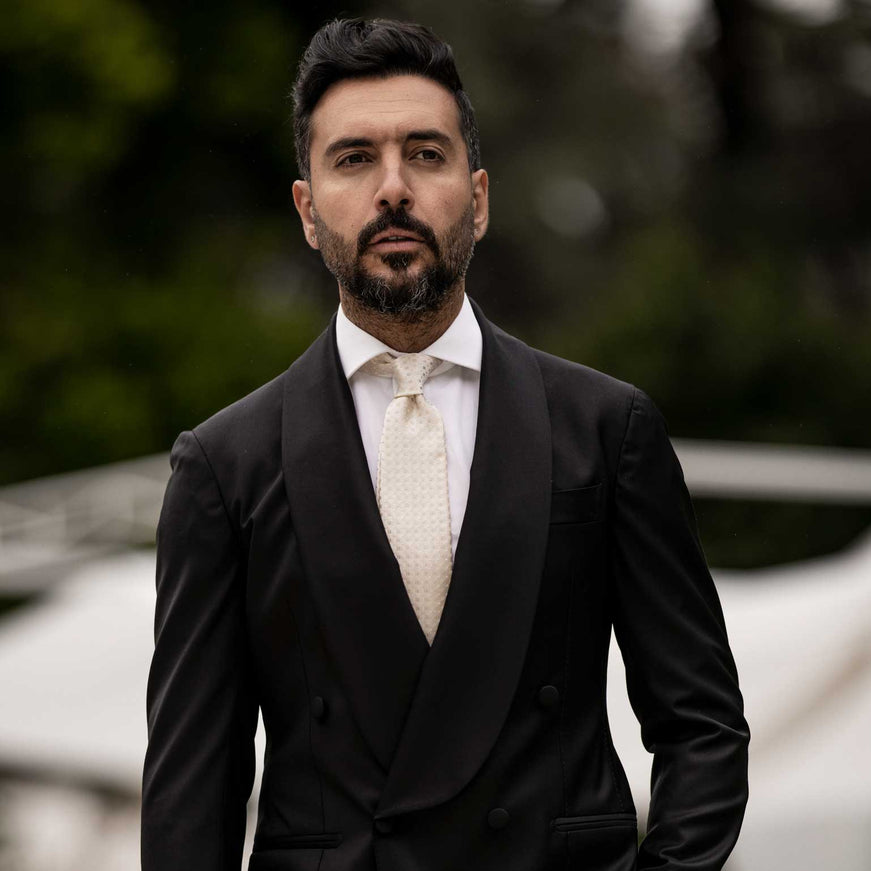 Elizabetta Barbera Silk Jacquard Tie - Champagne