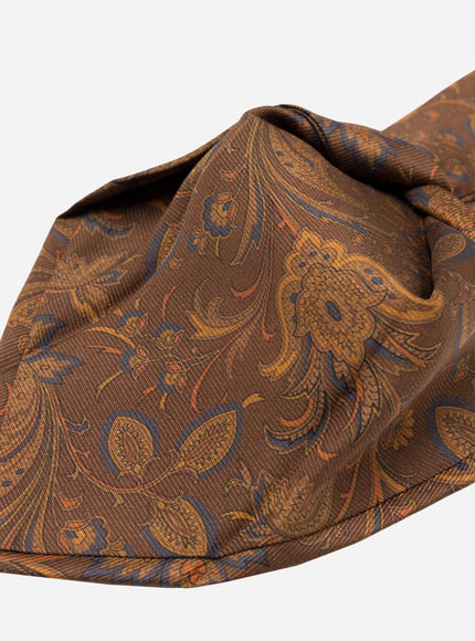 Elizabetta Borromeo Printed Madder Silk Tie - Pecan Brown
