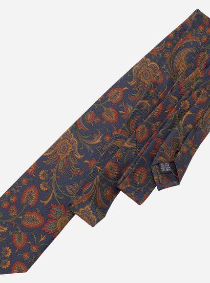 Elizabetta Borromeo Printed Madder Silk Tie - Navy