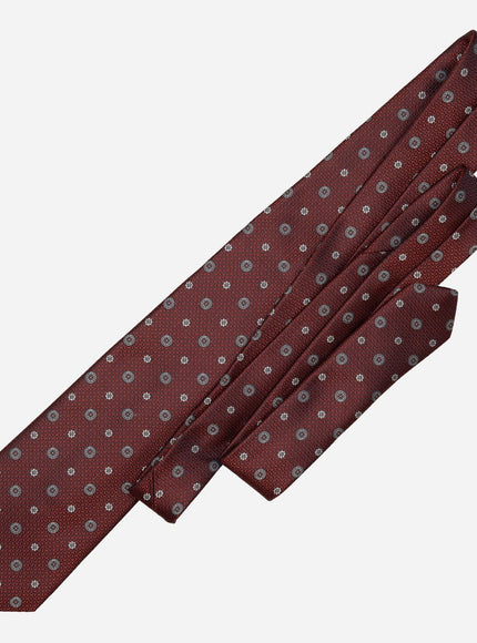 Elizabetta Benelli Silk Jacquard Tie in Burgundy, close-up weave