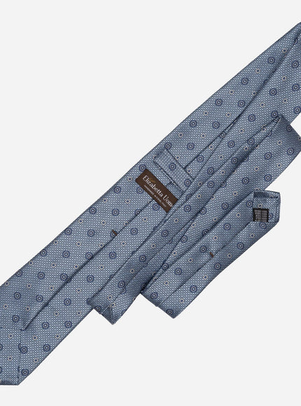 Elizabetta Benelli Silk Jacquard Tie in Sky Blue, styled view