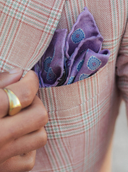 Elizabetta Assisi Double Sided Silk Pocket Square - Lavender