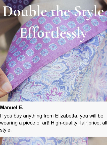 Elizabetta Assisi Double Sided Silk Pocket Square - Lavender