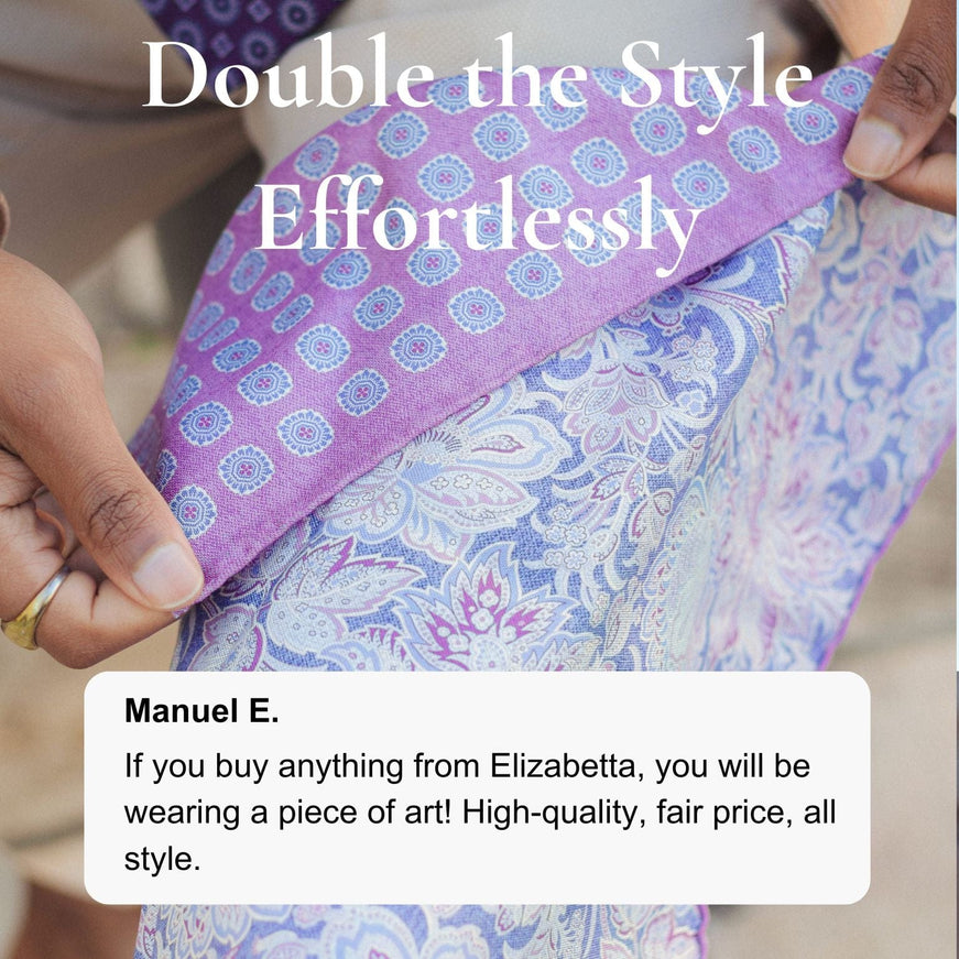 Elizabetta Assisi Double Sided Silk Pocket Square - Lavender
