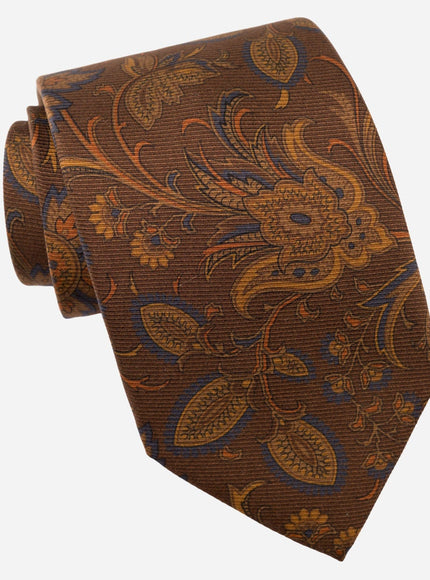 Elizabetta Borromeo Printed Madder Silk Tie - Pecan Brown