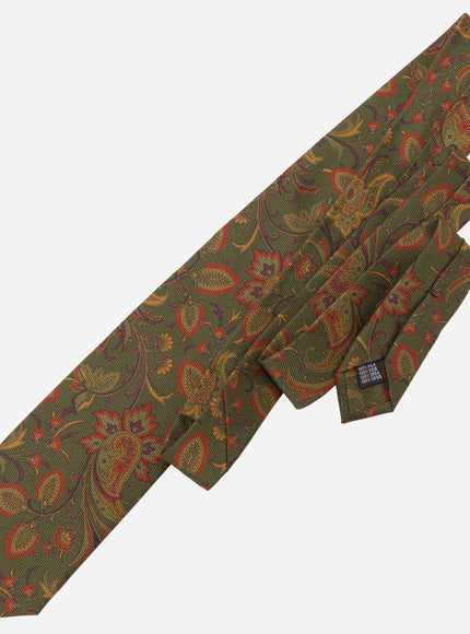 Elizabetta Borromeo Printed Madder Silk Tie - Olive