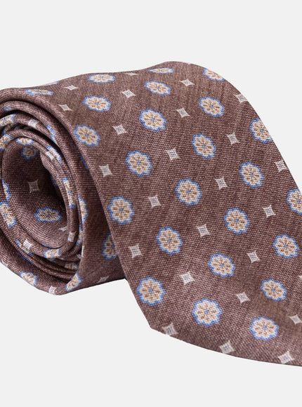 Elizabetta Antinori Printed Silk Tie - Brown