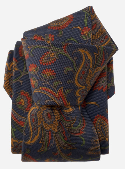Elizabetta Borromeo Printed Madder Silk Tie - Navy