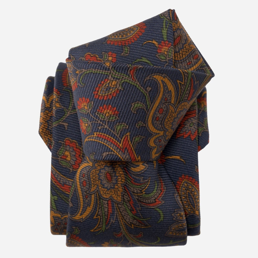 Elizabetta Borromeo Printed Madder Silk Tie - Navy
