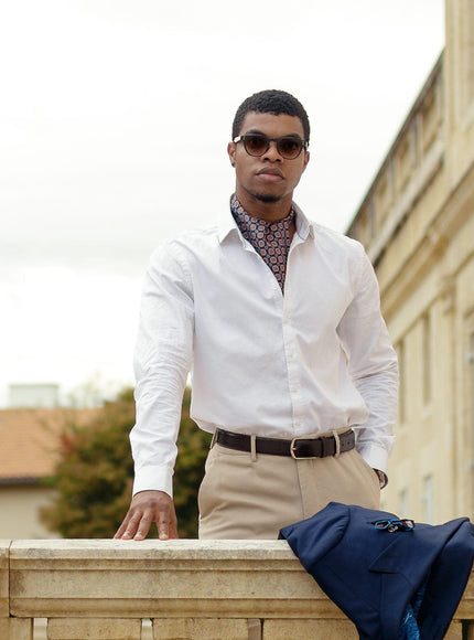 Elizabetta Barberini - Silk Ascot Cravat Tie - Blue and Navy