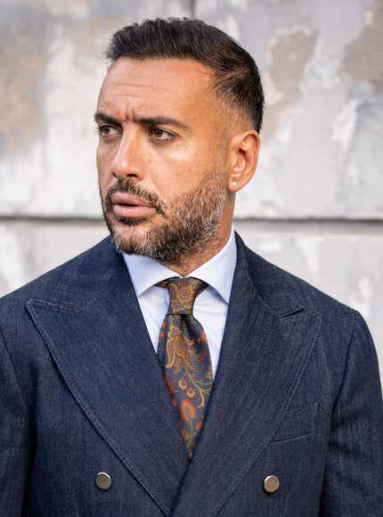 Elizabetta Borromeo Printed Madder Silk Tie - Navy