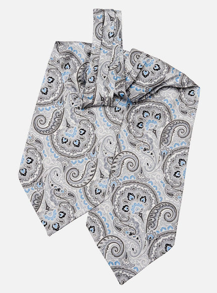Elizabetta Bugatti Silk Ascot Cravat Tie - Grey
