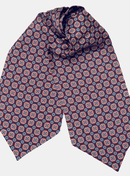 Elizabetta Barberini - Silk Ascot Cravat Tie - Blue and Navy