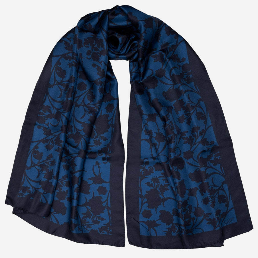 Elizabetta Regina Silk Scarf Shawl Midnight Blue