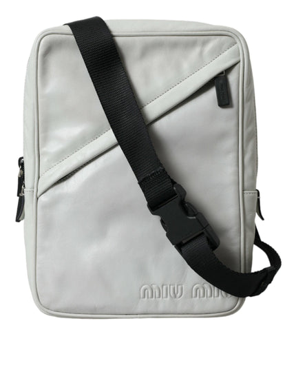Miu Miu Black and White Leather Crossbody Bag - Ellie Belle