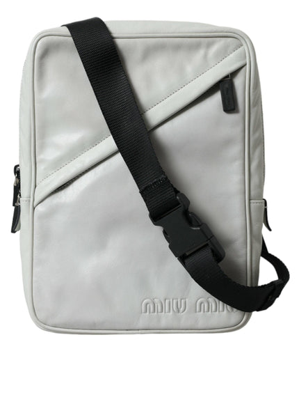 Miu Miu Black and White Leather Crossbody Bag - Ellie Belle