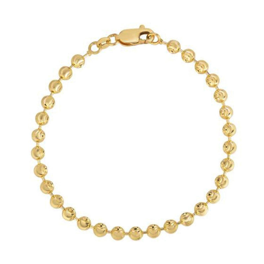 Moon Cut Bead Chain Bracelet in 14k Yellow Gold (4.0 mm) - Ellie Belle