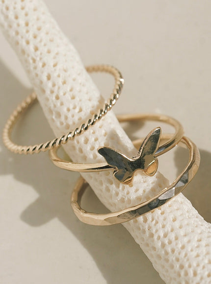 Tiny Butterfly Stacking Ring Set