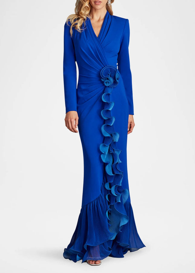 Tadashi Shoji Malone Cascading Ruffle Gown