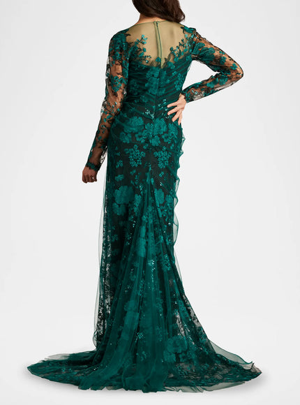 Tadashi Shoji Silvia Embroidered Illusion Gown