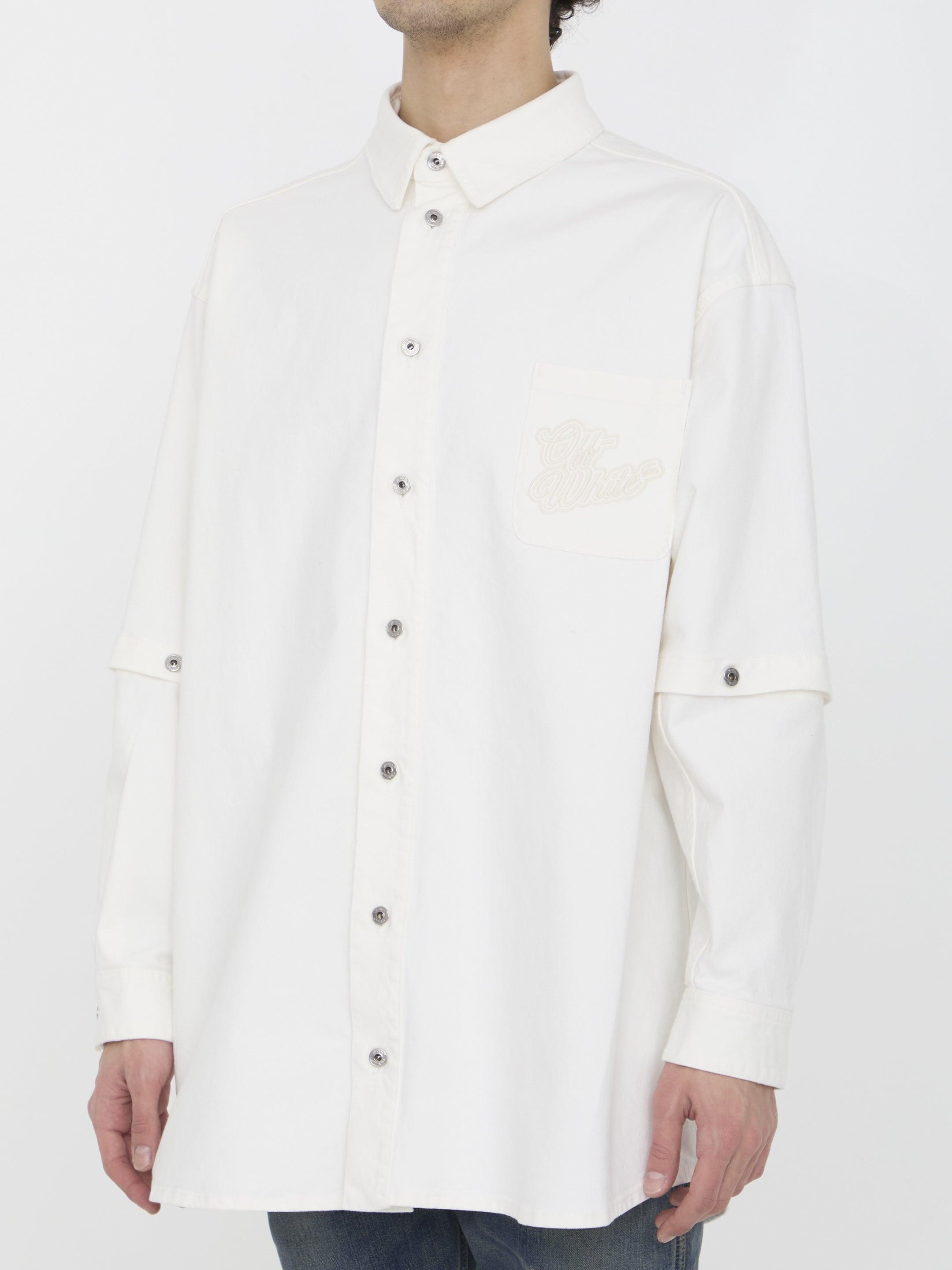 Off White 90s Logo Overshirt - Ellie Belle Off White 90s Logo Overshirt - Ellie Belle