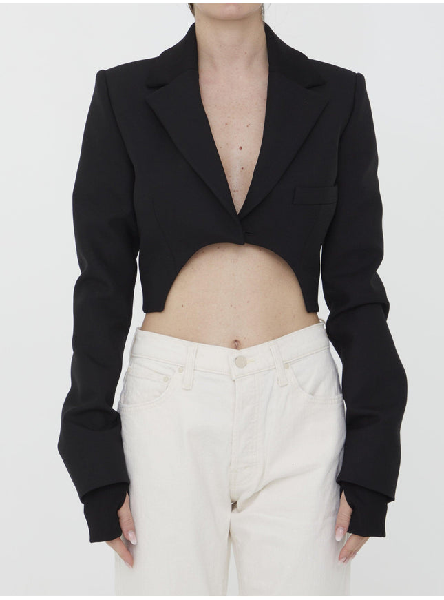 Off White Asymmetrical Cropped Jacket - Ellie Belle