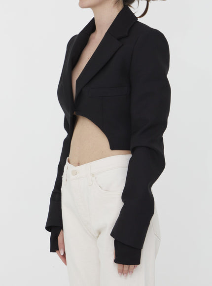 Off White Asymmetrical Cropped Jacket - Ellie Belle