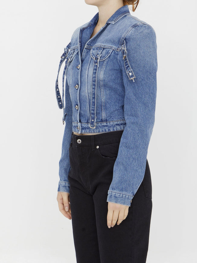 Off White Cargo Crop Denim Jacket - Ellie Belle