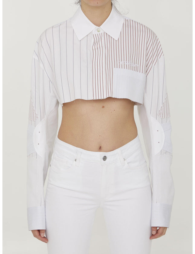 Off White Cropped Motorcycle Shirt - Ellie Belle
