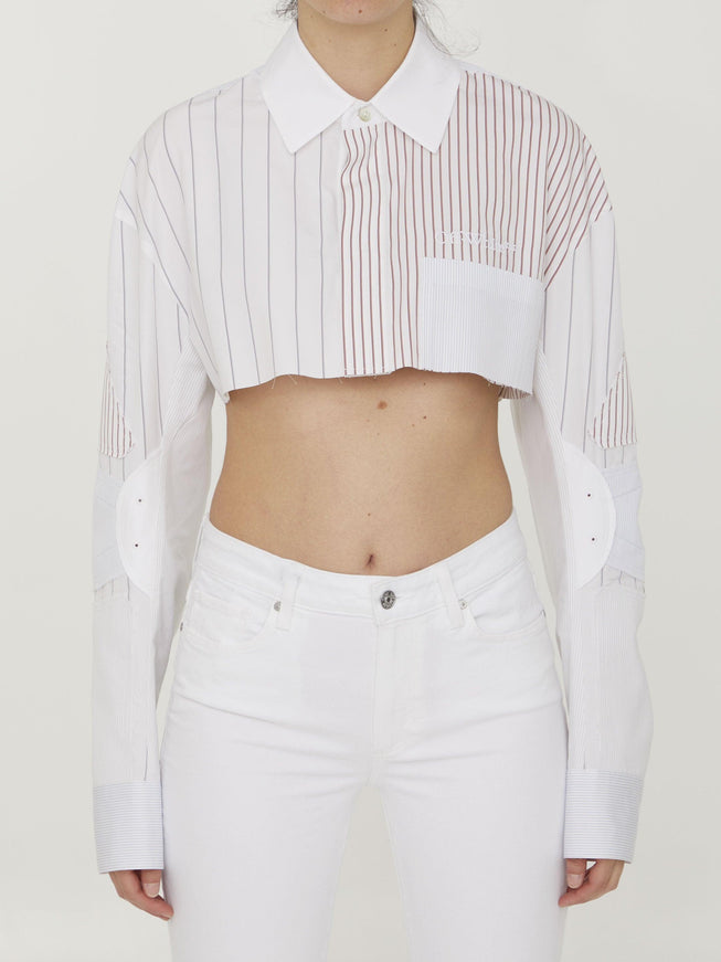 Off White Cropped Motorcycle Shirt